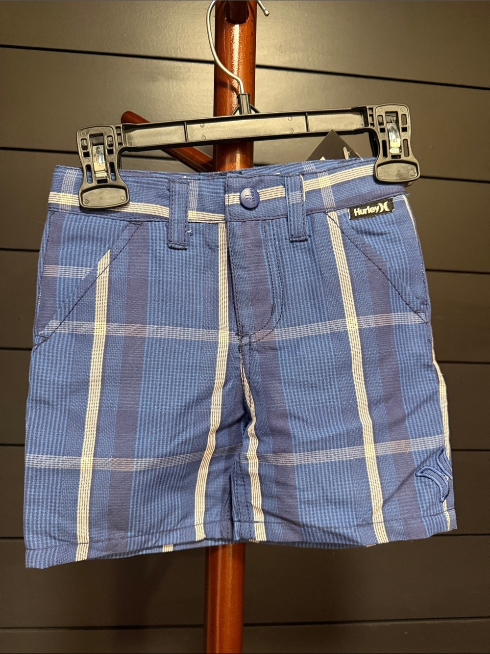Hurley Blue and White Plaid Shorts - Lightweight Plaid